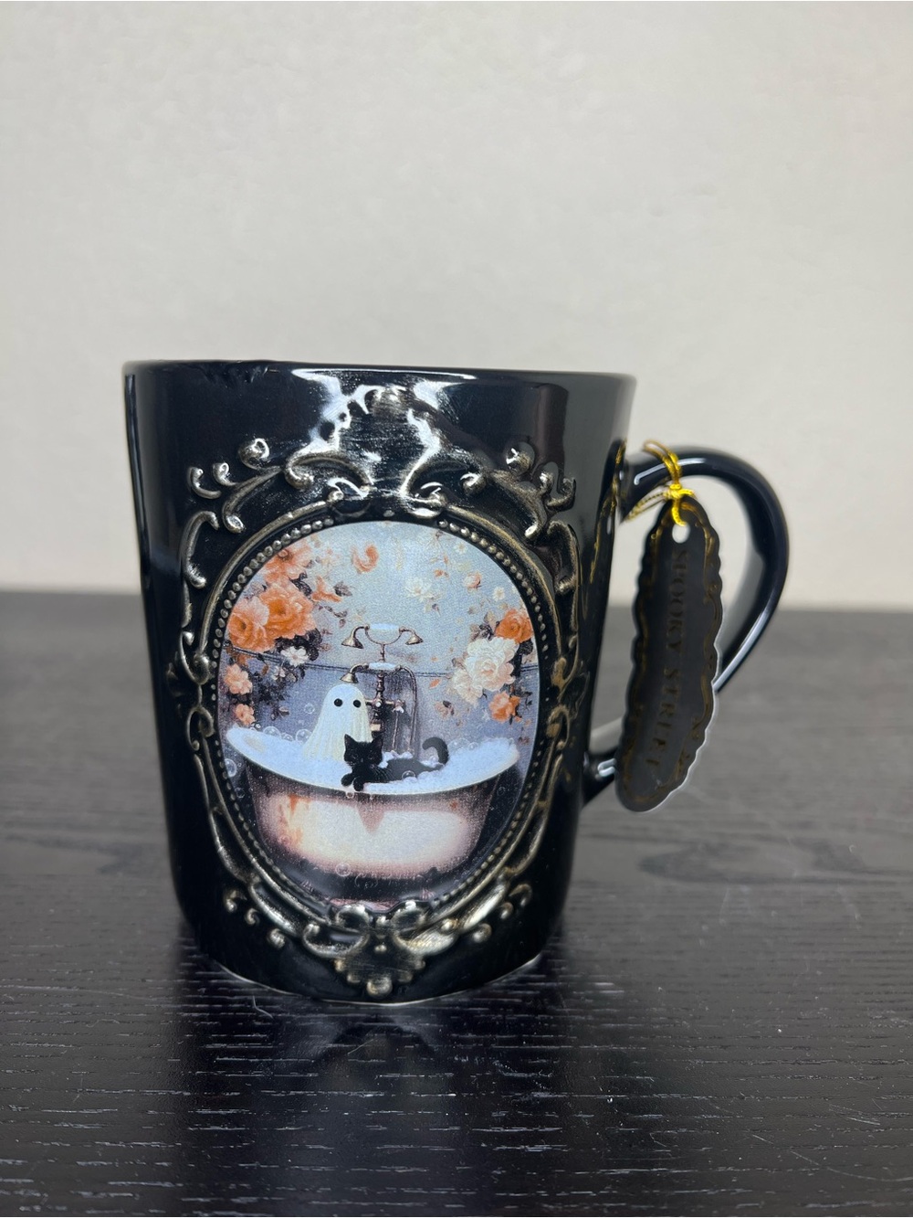 NEW Spooky Street Halloween Ghost & Cat in Bathtub Mug